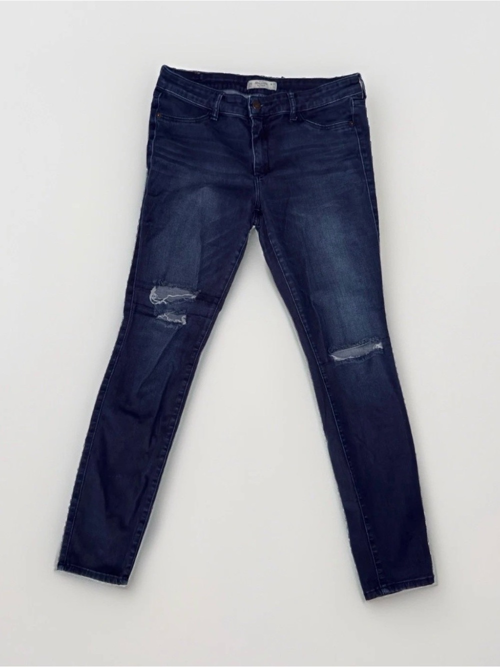 Abercrombie & Fitch Women's Blue Jeans Skinny Distressed Knee Holes Size 10R